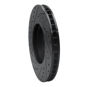 Jaguar Vanden Plas Brake Rotor (1) - Front Right - R1 Concepts - Drilled & Slotted - Black - `03-`05